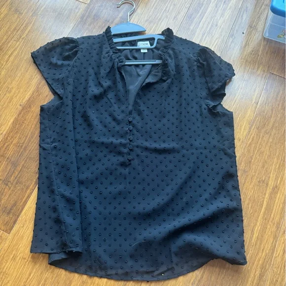 J. Crew Black Ruffled Blouse - Picture 2 of 4